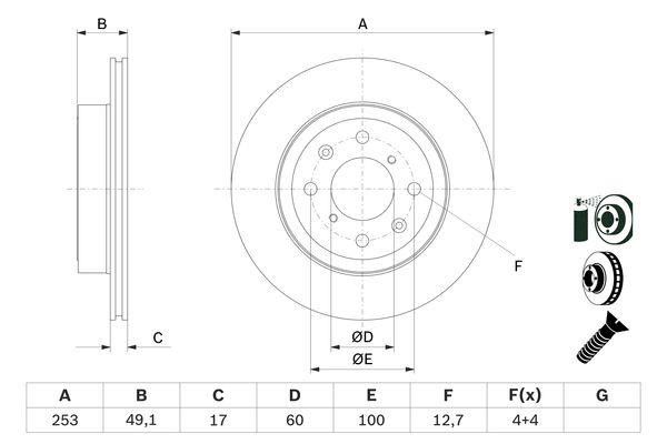 Bosch 0 986 479 E75 Тормозной диск передний вентилируемый 0986479E75: Отличная цена - Купить в Польше на 2407.PL!