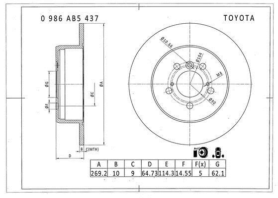 Bosch 0 986 AB5 437 Brake disc 0986AB5437: Buy near me in Poland at 2407.PL - Good price!