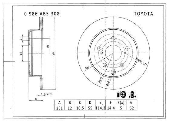 Bosch 0 986 AB5 308 Tarcza hamulcowa 0986AB5308: Dobra cena w Polsce na 2407.PL - Kup Teraz!