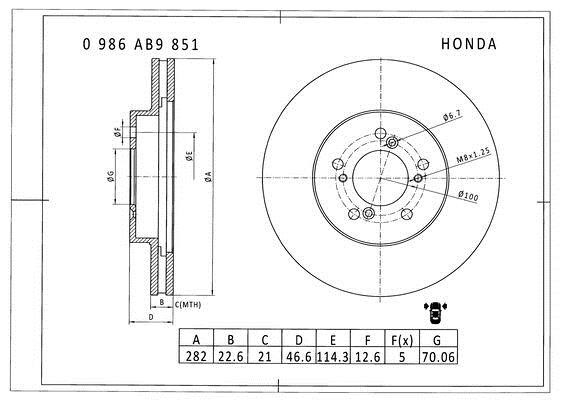 Bosch 0 986 AB9 851 Диск тормозной 0986AB9851: Отличная цена - Купить в Польше на 2407.PL!