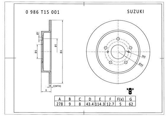 Bosch 0 986 T15 001 Диск тормозной 0986T15001: Отличная цена - Купить в Польше на 2407.PL!
