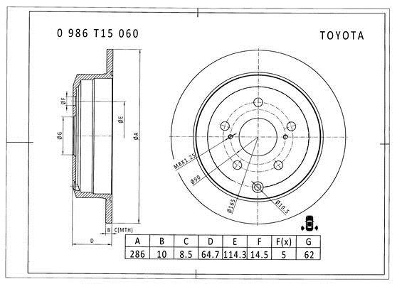 Bosch 0 986 T15 060 Brake disc 0986T15060: Buy near me in Poland at 2407.PL - Good price!