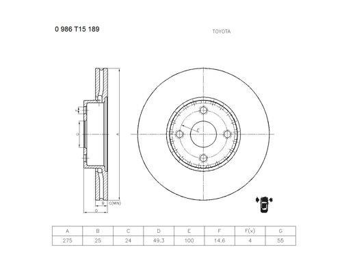 Bosch 0 986 T15 189 Диск гальмівний 0986T15189: Приваблива ціна - Купити у Польщі на 2407.PL!