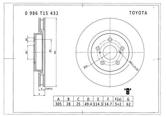 Bosch 0 986 T15 432 Диск тормозной 0986T15432: Отличная цена - Купить в Польше на 2407.PL!