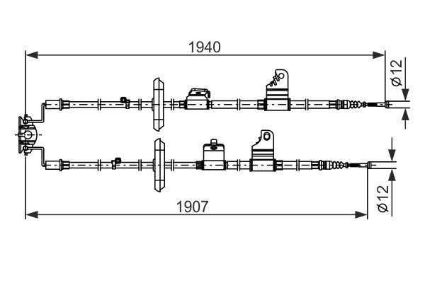 Bosch Cable, parking brake – price 218 PLN