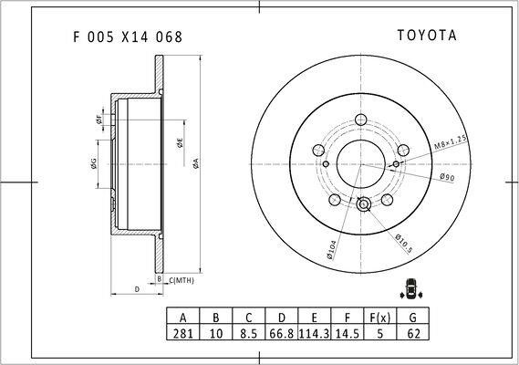 Bosch F 005 X14 068 Brake disc F005X14068: Buy near me in Poland at 2407.PL - Good price!