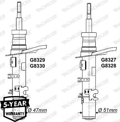 Monroe G8329 Monroe Original front right gas oil shock absorber G8329: Buy near me in Poland at 2407.PL - Good price!