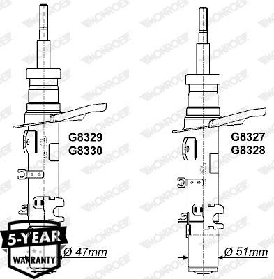 Monroe G8329 Амортизатор підвіски передній правий газомасляний Monroe Original G8329: Приваблива ціна - Купити у Польщі на 2407.PL!