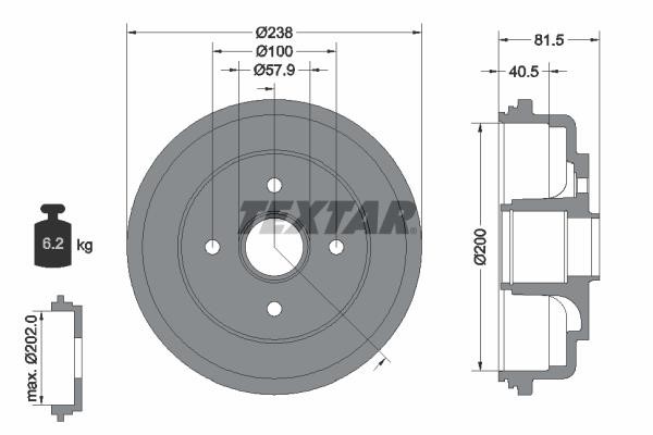 Textar 94043100 Brake drum 94043100: Buy near me at 2407.PL in Poland at an Affordable price!