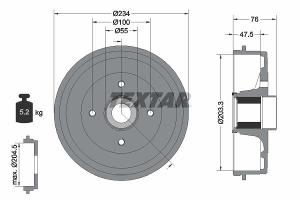 Textar 94045800 Brake drum 94045800: Buy near me at 2407.PL in Poland at an Affordable price!