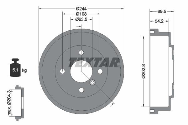 Textar 94048000 Brake drum 94048000: Buy near me at 2407.PL in Poland at an Affordable price!