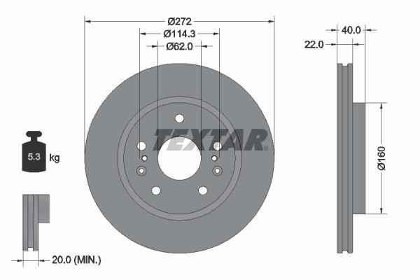 Textar 92329603 Front brake disc ventilated 92329603: Buy near me in Poland at 2407.PL - Good price!