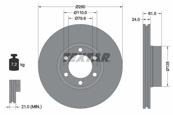 Textar 92097703 Front brake disc ventilated 92097703: Buy near me in Poland at 2407.PL - Good price!