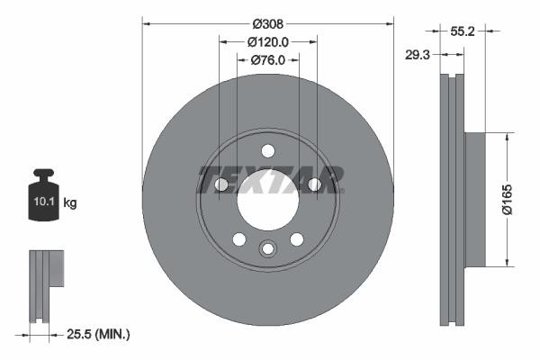 Textar 92121205 Ventilated disc brake, 1 pcs. 92121205: Buy near me in Poland at 2407.PL - Good price!