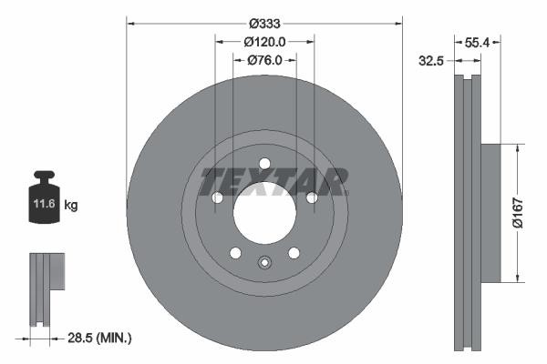 Textar 92121305 Тормозной диск передний вентилируемый 92121305: Отличная цена - Купить в Польше на 2407.PL!