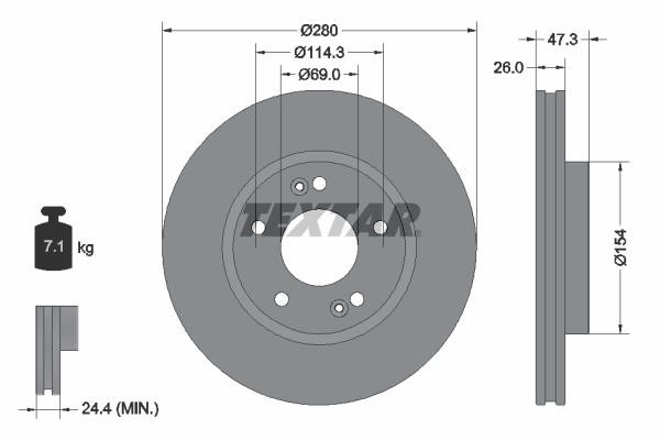 Textar 92133905 Front brake disc ventilated 92133905: Buy near me in Poland at 2407.PL - Good price!