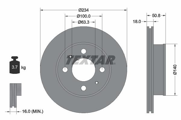Textar 92146803 Тормозной диск передний вентилируемый 92146803: Отличная цена - Купить в Польше на 2407.PL!
