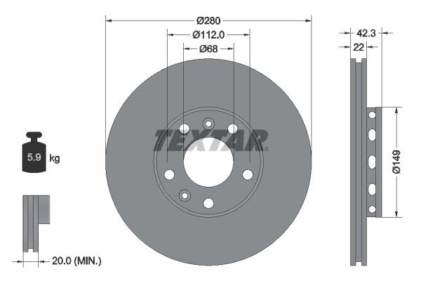 Textar 92152203 Тормозной диск задний вентилируемый 92152203: Отличная цена - Купить в Польше на 2407.PL!
