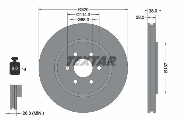 Textar 92164405 Front brake disc ventilated 92164405: Buy near me in Poland at 2407.PL - Good price!