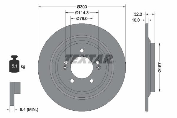 Textar 92332703 Rear brake disc, non-ventilated 92332703: Buy near me in Poland at 2407.PL - Good price!
