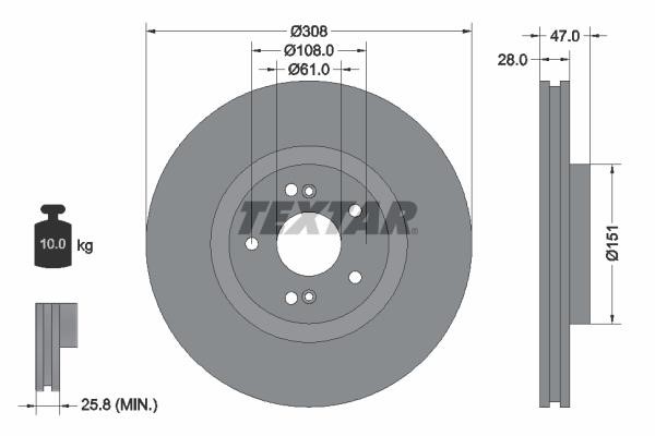 Textar 92174005 Тормозной диск передний вентилируемый 92174005: Отличная цена - Купить в Польше на 2407.PL!