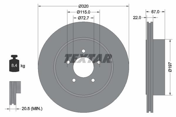 Textar 92177205 Тормозной диск задний вентилируемый 92177205: Купить в Польше - Отличная цена на 2407.PL!