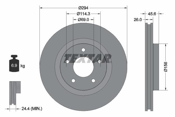 Textar 92184405 Front brake disc ventilated 92184405: Buy near me in Poland at 2407.PL - Good price!