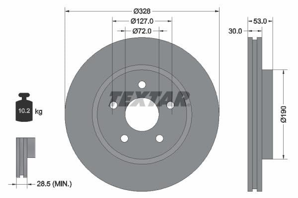 Textar 92184505 Тормозной диск передний вентилируемый 92184505: Отличная цена - Купить в Польше на 2407.PL!