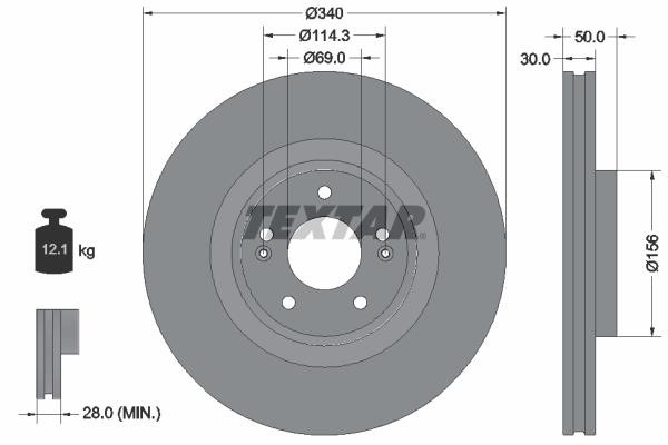 Textar 92333403 Тормозной диск передний вентилируемый 92333403: Отличная цена - Купить в Польше на 2407.PL!