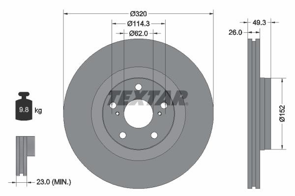 Textar 92195303 Тормозной диск передний вентилируемый 92195303: Отличная цена - Купить в Польше на 2407.PL!