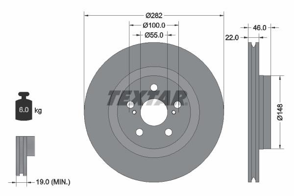 Textar 92333503 Front brake disc ventilated 92333503: Buy near me in Poland at 2407.PL - Good price!