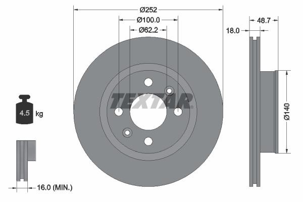 Textar 92196503 Тормозной диск передний вентилируемый 92196503: Отличная цена - Купить в Польше на 2407.PL!