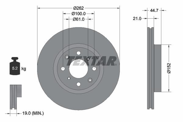 Textar 92334003 Front brake disc ventilated 92334003: Buy near me in Poland at 2407.PL - Good price!