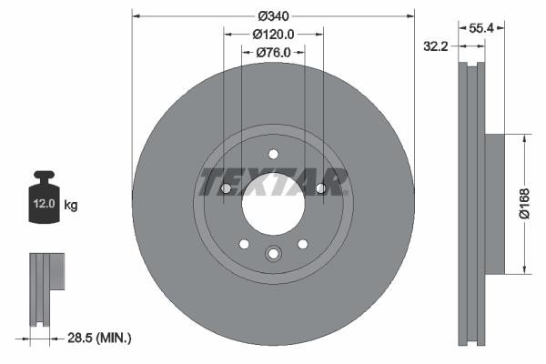 Textar 92230305 Front brake disc ventilated 92230305: Buy near me in Poland at 2407.PL - Good price!