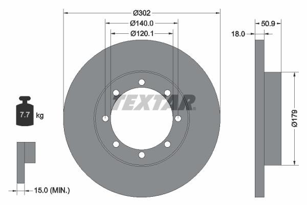 Textar 92230803 Bremsscheibe hinten, unbelüftet 92230803: Kaufen Sie zu einem guten Preis in Polen bei 2407.PL!