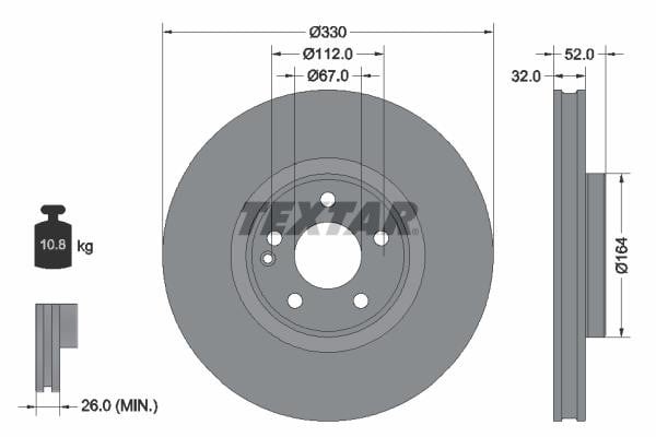 Textar 92334903 Тормозной диск передний вентилируемый 92334903: Отличная цена - Купить в Польше на 2407.PL!