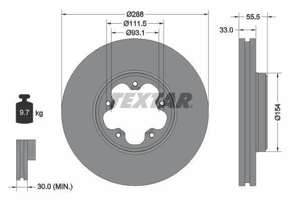 Textar 93260603 Front brake disc ventilated 93260603: Buy near me at 2407.PL in Poland at an Affordable price!