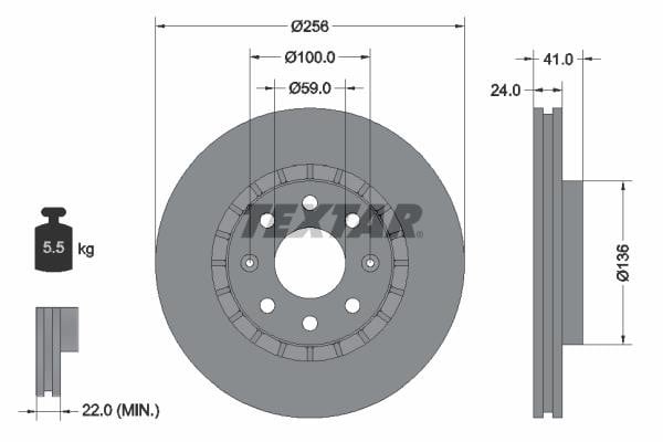 Textar 92263303 Brake disc 92263303: Buy near me at 2407.PL in Poland at an Affordable price!