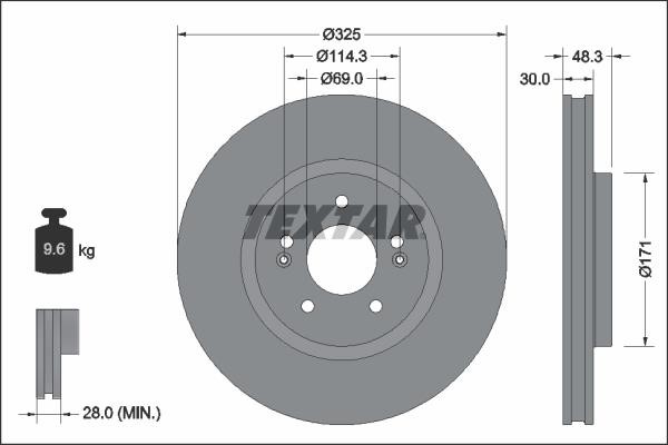 Textar 92337103 Тормозной диск передний вентилируемый 92337103: Купить в Польше - Отличная цена на 2407.PL!