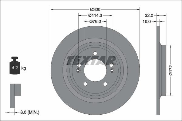 Textar 92337203 Тормозной диск задний невентилируемый 92337203: Отличная цена - Купить в Польше на 2407.PL!