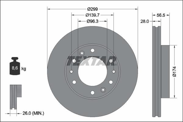 Textar 92338103 Front brake disc ventilated 92338103: Buy near me in Poland at 2407.PL - Good price!