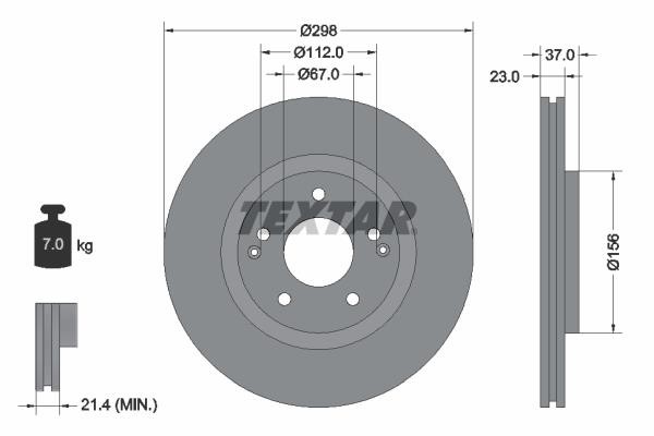 Textar 92324903 Front brake disc ventilated 92324903: Buy near me in Poland at 2407.PL - Good price!