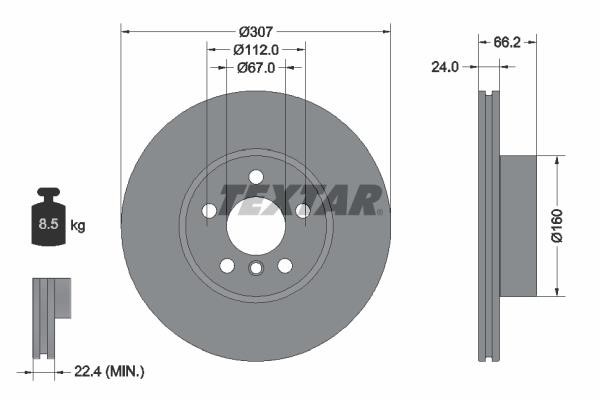 Textar 92326805 Front brake disc ventilated 92326805: Buy near me in Poland at 2407.PL - Good price!