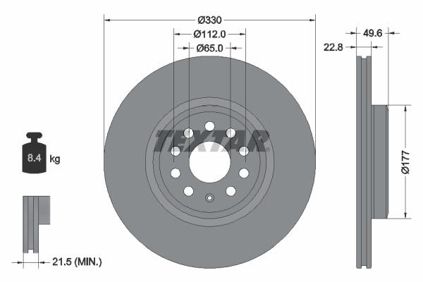 Textar 92327103 Тормозной диск передний вентилируемый 92327103: Отличная цена - Купить в Польше на 2407.PL!