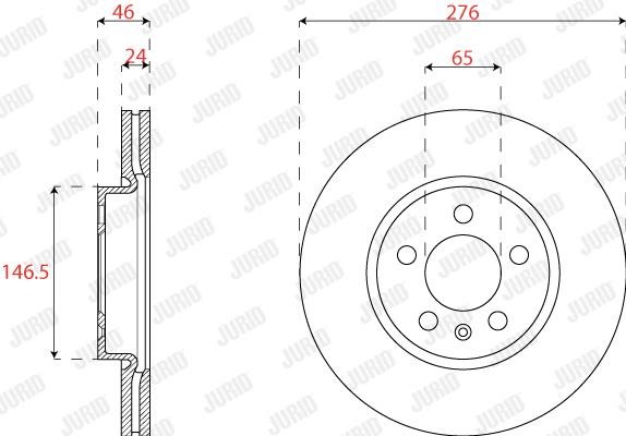 Jurid/Bendix 563228JC Диск гальмівний передній вентильований 563228JC: Приваблива ціна - Купити у Польщі на 2407.PL!