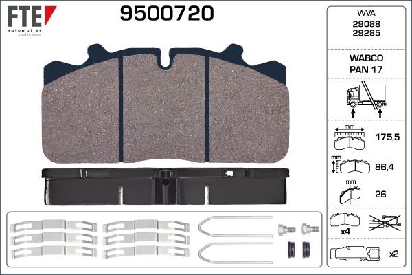 FTE 9500720 Brake Pad Set, disc brake 9500720: Buy near me in Poland at 2407.PL - Good price!