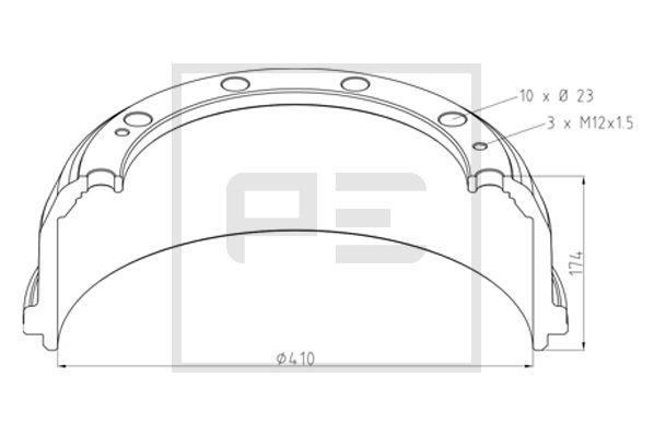 PE Automotive 016.493-00A Brake drum 01649300A: Buy near me in Poland at 2407.PL - Good price!