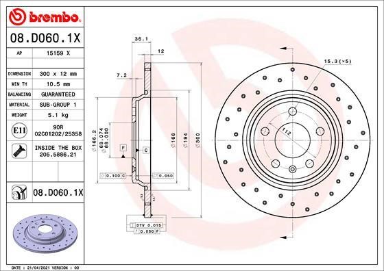 Brembo 08.D060.1X Тормозной диск задний невентилируемый 08D0601X: Отличная цена - Купить в Польше на 2407.PL!