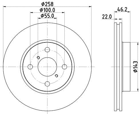 Mintex MDC1832C Front brake disc ventilated MDC1832C: Buy near me in Poland at 2407.PL - Good price!