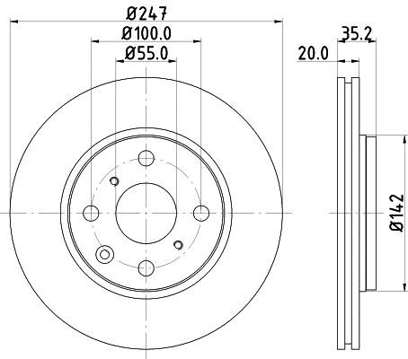 Mintex MDC1733C Front brake disc ventilated MDC1733C: Buy near me in Poland at 2407.PL - Good price!
